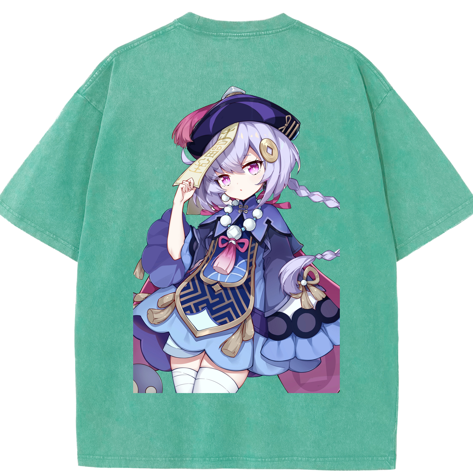 げんし神 七七 なな  genshin Nana 綿100% ヴィンテージ風 半袖Tシャツ（背面プリント）